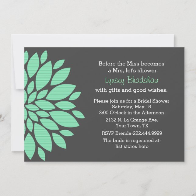 Invitación a la ducha de novia de flores modernas (Anverso)