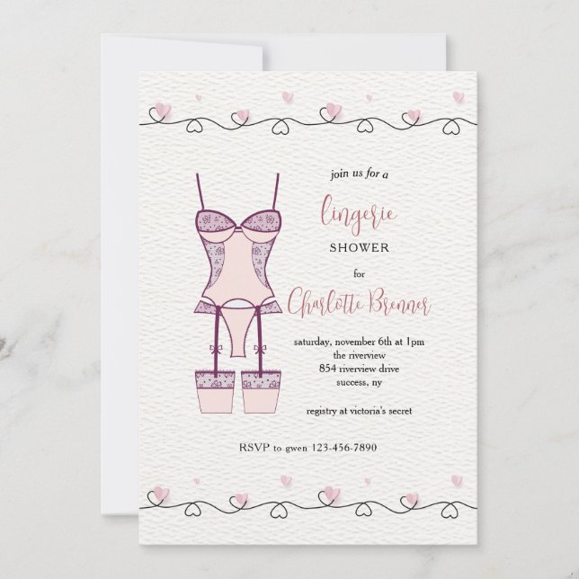 Invitación a la ducha de novia de Follies (Anverso)