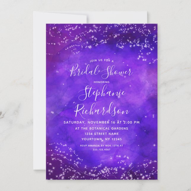Invitación a la ducha de novia de Galaxy Noche Sta (Anverso)