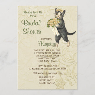 Invitación a la ducha de novia de gatos de regalo