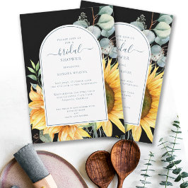 Invitación a la ducha de novia de girasol negro