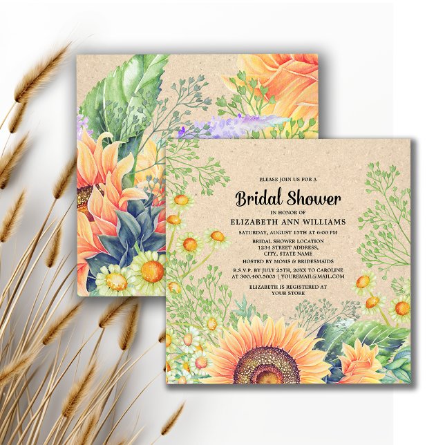 Invitación a la ducha de novia de girasoles rusos (Subido por el creador)
