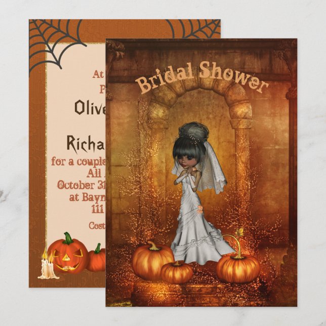 Invitación a la ducha de novia de Halloween (Anverso / Reverso)
