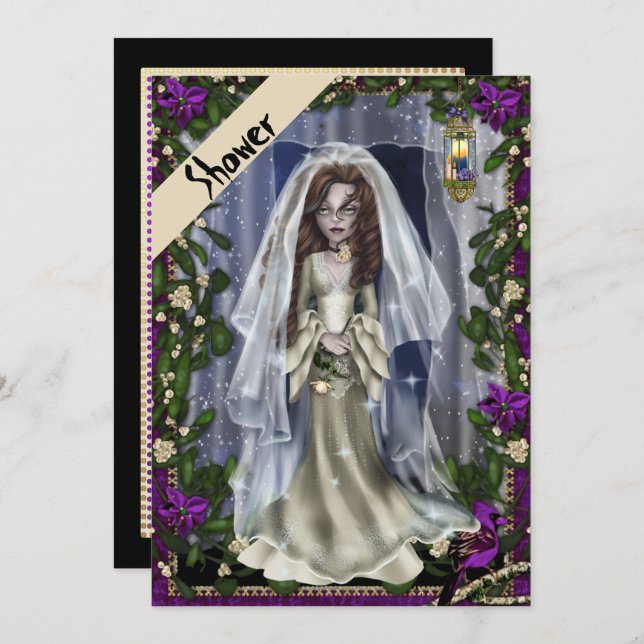 Invitación a la ducha de novia de Halloween (Anverso / Reverso)