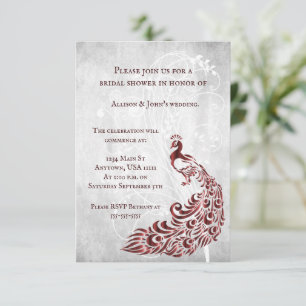 Invitación a la ducha de novia de hojas de pavo re