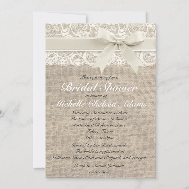 Invitación a la ducha de novia de Ivory Lace Burla (Anverso)