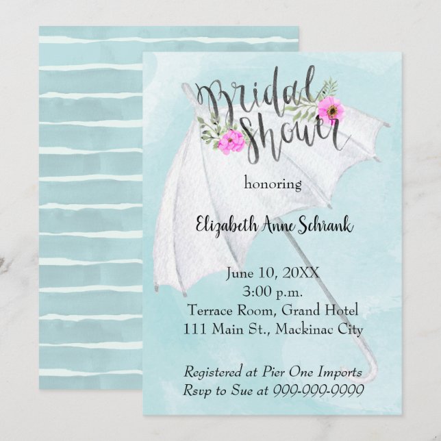 Invitación a la ducha de novia de la boda de prima (Anverso / Reverso)