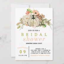 Invitación a la ducha de novia de la calabaza de c
