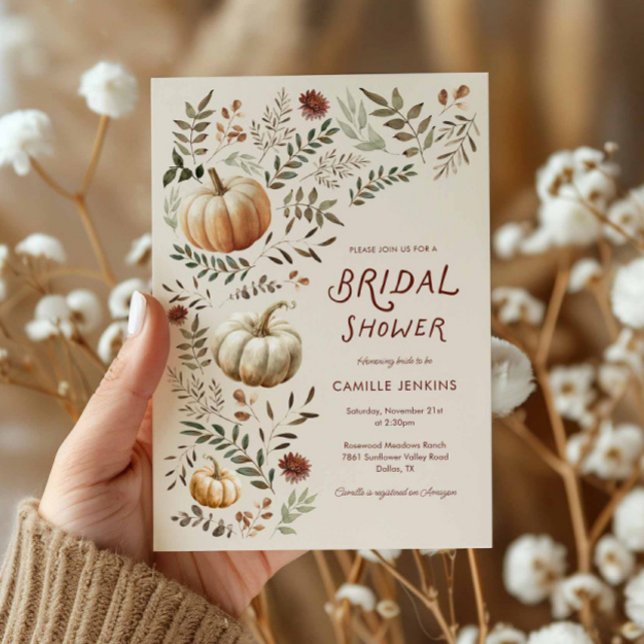 Invitación a la ducha de novia de la calabaza de o (Rustic Pumpkin Bridal Shower Invitation)