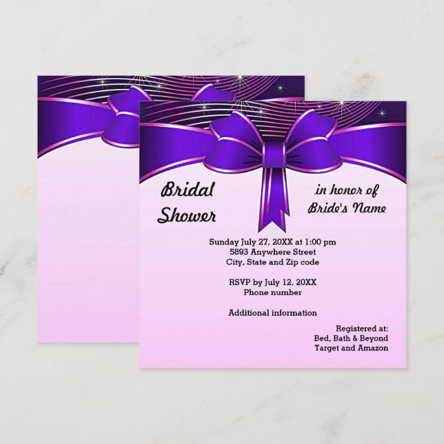 Invitación a la ducha de novia de la cinta azul fe (Anverso / Reverso)