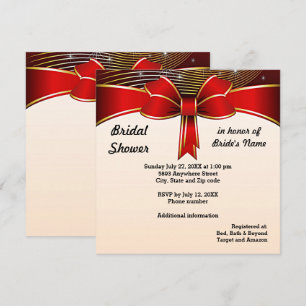 Invitación a la ducha de novia de la cinta roja fe
