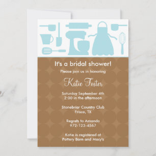Invitación a la ducha de novia de la cocina azul