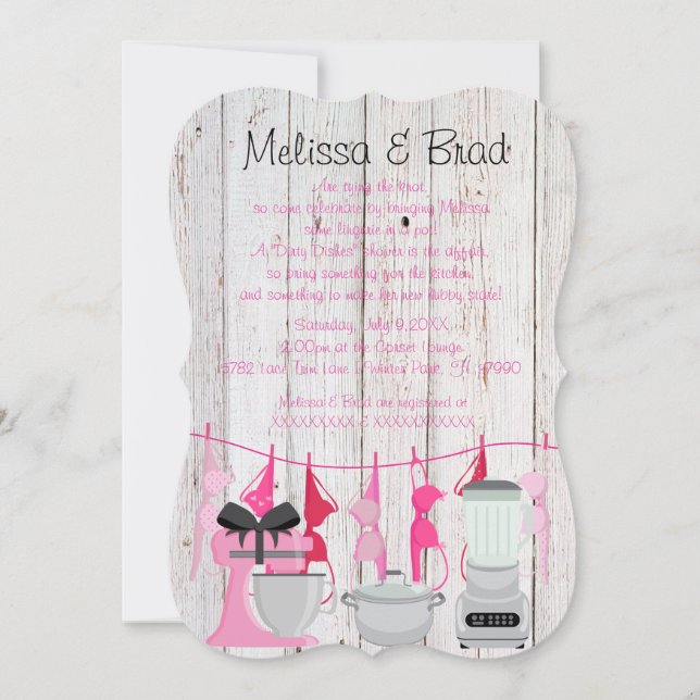 Invitación a la ducha de novia de la cocina rústic (Anverso)