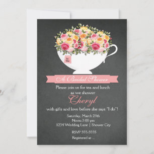 Invitación a la ducha de novia de la Copa de Té de