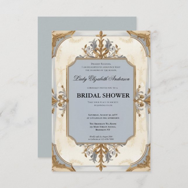 invitación a la ducha de novia de la era de regenc (Anverso / Reverso)