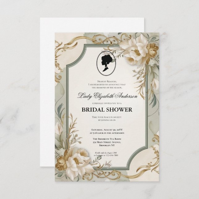 invitación a la ducha de novia de la era de regenc (Anverso / Reverso)