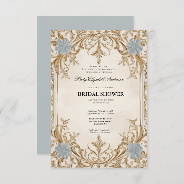 invitación a la ducha de novia de la era de regenc (Anverso / Reverso)