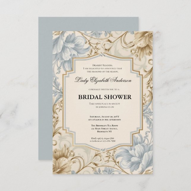 invitación a la ducha de novia de la era de regenc (Anverso / Reverso)