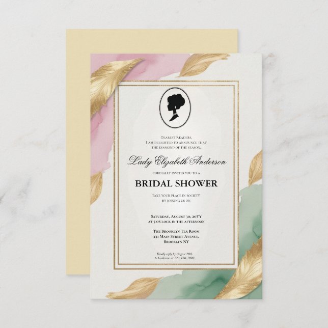 invitación a la ducha de novia de la era de regenc (Anverso / Reverso)