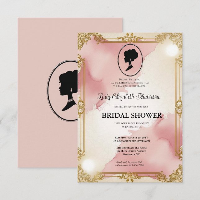 invitación a la ducha de novia de la era de regenc (Anverso / Reverso)