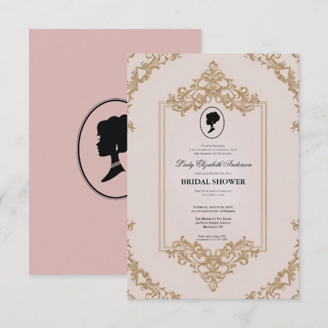 invitación a la ducha de novia de la era de regenc (Anverso / Reverso)