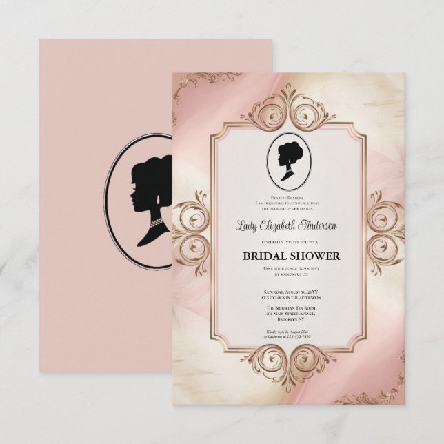 invitación a la ducha de novia de la era de regenc (Anverso / Reverso)