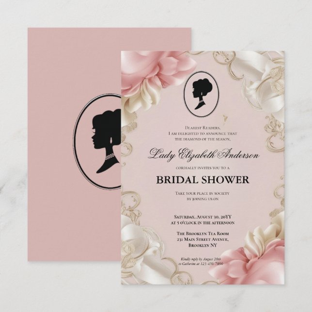 invitación a la ducha de novia de la era de regenc (Anverso / Reverso)