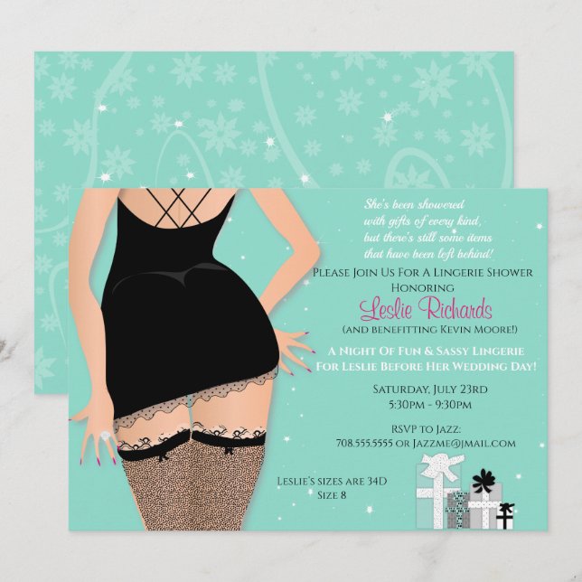Invitación a la ducha de novia de la espuma verde  (Anverso / Reverso)