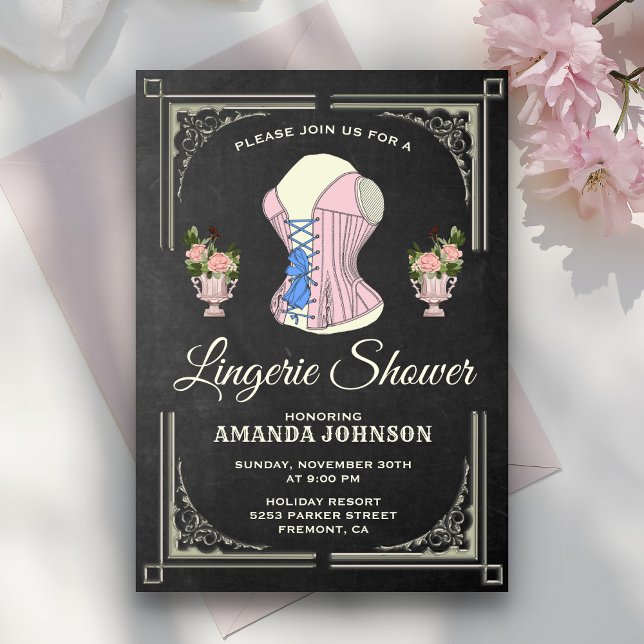 Invitación a la ducha de novia de la lencería flor (Subido por el creador)