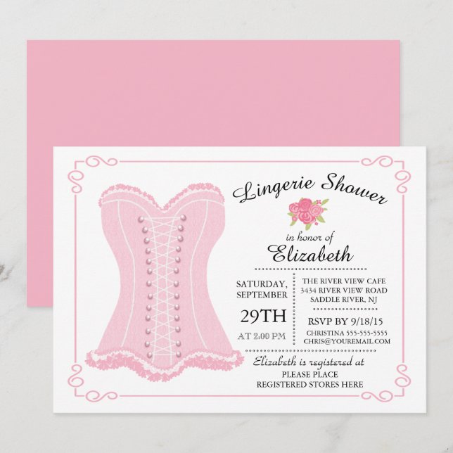 Invitación a la ducha de novia de la lencería mode (Anverso / Reverso)