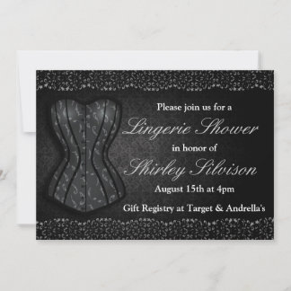 Invitación a la ducha de novia de la lencería negr
