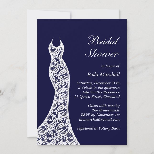Invitación a la ducha de novia de la Marina Blanca (Anverso)