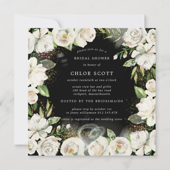 Invitación a la ducha de novia de la plaza floral  (Anverso)