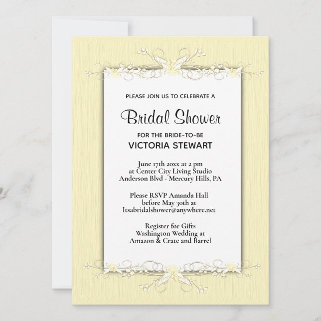 Invitación a la ducha de novia de la simplicidad a (Anverso)
