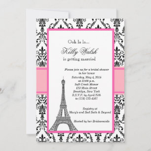 Invitación a la ducha de novia de la Torre Eiffel