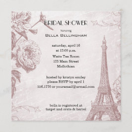 Invitación a la ducha de novia de la Torre Eiffel 