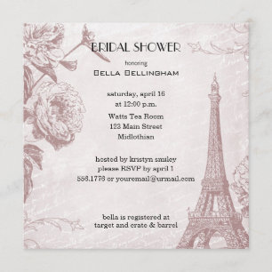 Invitación a la ducha de novia de la Torre Eiffel