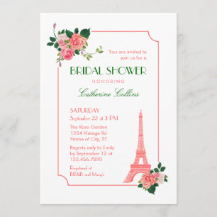 Invitación a la ducha de novia de la Torre Eiffel 