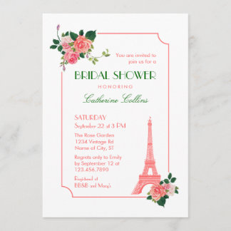 Invitación a la ducha de novia de la Torre Eiffel