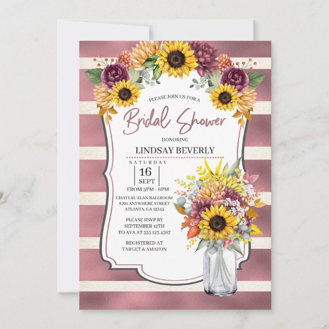 Invitación a la ducha de novia de la vase de giras (Anverso)