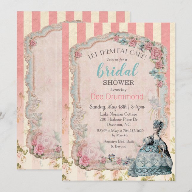 Invitación a la ducha de novia de la vieja Marie A (Anverso / Reverso)