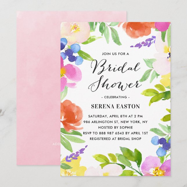 Invitación a la ducha de novia de las flores de pr (Anverso / Reverso)
