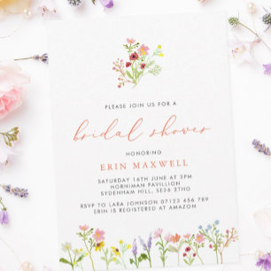 Invitación a la ducha de novia de las flores silve