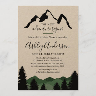 Invitación a la ducha de novia de las montañas for