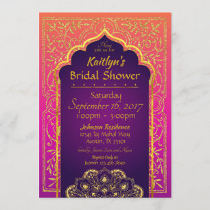 Invitación a la ducha de novia de las noches árabe
