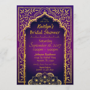 Invitación a la ducha de novia de las noches árabe