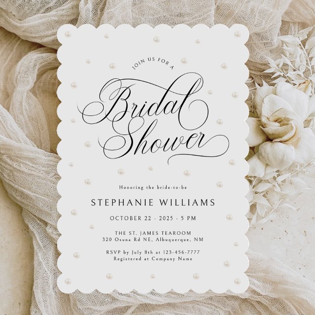 Invitación a la ducha de novia de las perlas blanc (Subido por el creador)