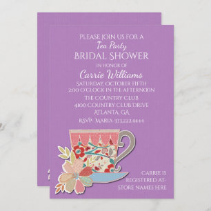 Invitación a la ducha de novia de Lavender Tea Cup