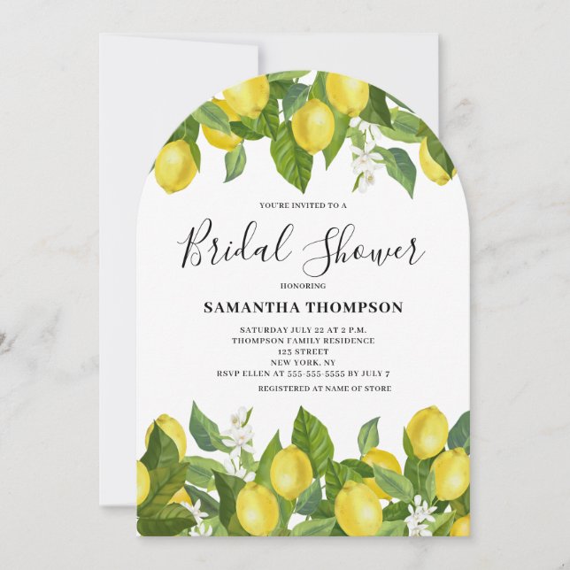 Invitación a la ducha de novia de Lemon Citrus (Anverso)