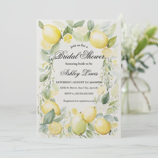 Invitación a la ducha de novia de Lemonade Citrus (Anverso de pie)